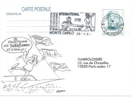 CARTE POSTALE / TIMBROFLAMMES / MONTE CARLO 1991 / FLAMME FEDERATION MONEGASQUE D'ESCRIME - Storia Postale