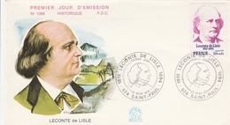 Saint-Paul Réunion 1979 - FDC Leconte De Lisle - écrivain Poète - Cartas & Documentos