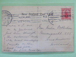 New Zealand 1910 Postcard ""Blue Lake Tikitapu - Rotorua"" Auckland To Holland - Commerce - Briefe U. Dokumente