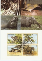 Nations-Unies à Vienne 1994 - Espèces Menacées -182/5 - Carte-maximum - Bloc De 4 - éléphant - Phoque - Ocelot - Maximum Cards