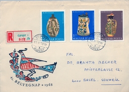 1968 , HUNGRIA , CERTIFICADO BUDAPEST / UJPEST - BASILEA , CERÁMICA , ARTE - Lettres & Documents