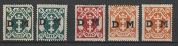 MiNr.  24, 24, 26, 27, 27 Deutschland Freie Stadt Danzig, Dienstmarken       1922, 29. Juli/16. Dez. Dienstmarken - Dienstzegels