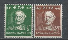 Irlande 1943 N°97/98 Neufs * MLH Astronome Ronald Hamilton - Unused Stamps