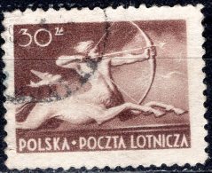 POLAND 1948 Air. Sagittarius -  30z - Brown FU - Used Stamps