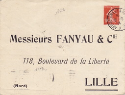 18629# SEMEUSE CAMEE ENTIER POSTAL ENVELOPPE REPIQUEE FANYAU & Cie LILLE NORD Obl ANGOULEME A LA ROCHELLE 1914 CHARENTE - Enveloppes Repiquages (avant 1995)