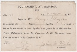 Guernsey - St Sampsons Receipt For Payment Of Rates.Oct 1898 - Ver. Königreich