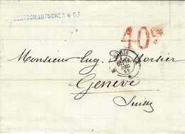 16-12-59- Lettre En Port Du De Paris Bureau  K   Pour Genève  - Taxe 40 Rouge ( Réutilisation ) - Storia Postale
