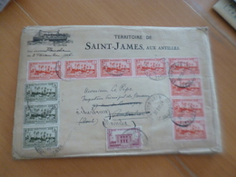 Lettre Martinique Colonies Françaises Illustrée Rhum Saint James Pub Avec 12 TP Anciens Pour Cherbourg Manche - Covers & Documents