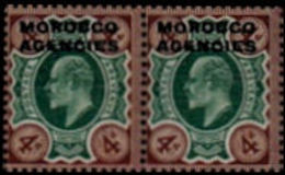 MOROCCO AGENCIES-British 1907 4d PAIR [Aufdruck,surimprimé,sobreimpreso] - Morocco Agencies / Tangier (...-1958)