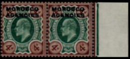 MOROCCO AGENCIES-British 1907 4d MARG.PAIR [Aufdruck,surimprimé,sobreimpreso] - Oficinas En  Marruecos / Tanger : (...-1958