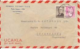 Turkey Air Mail Cover Sent To Denmark 19-9-1960 (the Cover Is Bended) - Posta Aerea