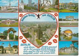 BERLIN   1 CARTE 10 MINI VUES  RT UN COEUR ANIMATION SCHONS  BELLE CARTE - Mur De Berlin