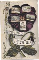 84 - PERTUIS - UNE PENSEE -carte Multi-vues Avec Guirlande De Fleurs Pour 7e CHASSEUR ALPIN -télégraphiste SP184 -ELD - Pertuis