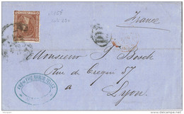 28452. Carta Entera MALAGA A Lyon (Francia) 1875. 40 Cts Alfonso XII, Num 178 - Covers & Documents