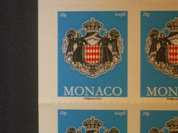 MONACO  *  *  De  2012     "    Série Courante   Armoiries    "    1  Carnet De 10 Valeurs . - Markenheftchen