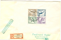 GERMANY R Label Berlin Big Type Olympisches Dorf A With Olympic Sheet And Cancel Olympisches Dorf 18.8.36-18 - Ete 1936: Berlin