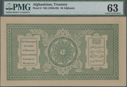 01000 Afghanistan: 10 Afghanis ND(1926-28) P. 8 In Condition: 63 Choice UNC. - Afghanistán