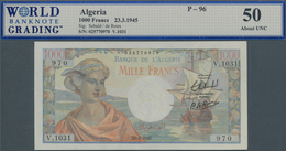 01008 Algeria / Algerien: 1000 Francs 1945, P.96, Minor Spots, Otherwise Perfect, WBG Grading 50 About UNC - Algerije