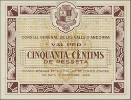 01014 Andorra: 50 Centimes 1936 P. 5, Crisp Paper, In Condition: UNC. - Andorre