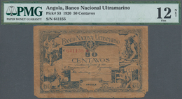 01016 Angola: 50 Centavos 1920, P.53, PMG Graded 12 Fine NET - Angola