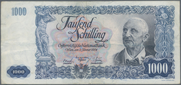 01082 Austria / Österreich: 1000 Schilling 1954 P. 135, Used With Some Folds And Light Handling In Paper, - Austria