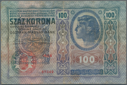 01085 Austria / Österreich: FIUME 100 Korona 1912 P. S102c With Large Stamp Ovpt. At Left, Seldom Seen, Us - Autriche