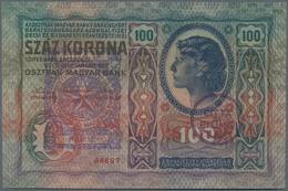 01086 Austria / Österreich: FIUME 100 Korona 1912 P. S115d Withh Large Stamp Ovpt. At Left And Additional - Oostenrijk