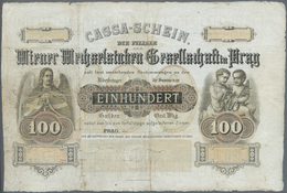 01088 Austria / Österreich: Wiener Wechselstuben Gesellschaft In Prag 100 Gulden Cassa-Schein 18xx Reminde - Oesterreich