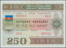 01093 Azerbaijan / Aserbaidschan: Pair Of The 250 Manat 1993 State Loan Bonds, P.13A In Almost Perfect Con - Aserbaidschan