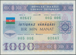 01095 Azerbaijan / Aserbaidschan: Pair Of The 1000 Manat 1993 State Loan Bonds, P.13C In Almost Perfect Co - Azerbaïjan