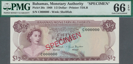 01098 Bahamas: Set Of 8 SPECIMEN Banknotes From 1/2 Dollar 1968 To 100 Dollars 1968 Specimen P. 26s-33s, A - Bahama's