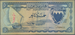 01106 Bahrain: 5 Dinars L.1964 P. 5 In Used Condition With Small Ink Writing At Left, Folds And Creases, L - Bahrein