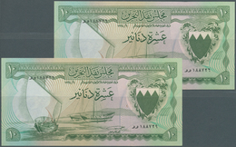 01107 Bahrain: Rare Set Of 2 CONSECUTIVE Notes 10 Dinars L.1964 P. 6, Rare As Running Pair In Condition: U - Bahrain