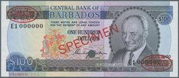 01113 Barbados: 100 Dollars 1973 SPECIMEN, P.35s, Punch Hole Cancellation And Overprint "Specimen" At Cent - Barbados (Barbuda)