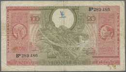 01127 Belgium / Belgien: 100 Francs = 20 Belgas 1943, P.123, Small Graffiti At Upper Center, Several Folds - [ 1] …-1830: Vor Der Unabhängigkeit