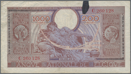 01128 Belgium / Belgien: 1000 Francs = 200 Belgas 1943 P. 125, Used With Folds And Creases, An Ink Stain A - [ 1] …-1830 : Avant Indépendance