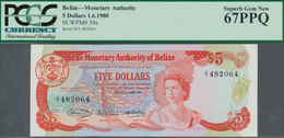 01139 Belize: 5 Dollars 1980, P.39a In Perfect UNC Condition, PCGS Graded 67 Superb Gem New - Belize