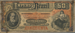 01152 Brazil / Brasilien: 50 Mil Reis ND(1889) P. A253, Very Rare Banknote In Strongly Used Condition With - Brazil