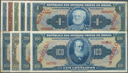 01155 Brazil / Brasilien: Set With 10 Specimens 1 Cruzeiro To 1000 Cruzeiros 1950's, P.150s-154s, 156s, 15 - Brazilië