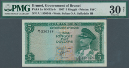 01169 Brunei: 5 Ringgit 1967 P. 2a, PMG Graded 30 VF NET. - Brunei
