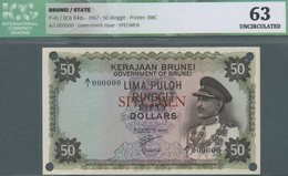 01171 Brunei: 50 Ringgit 1967 SPECIMEN, P.4s, ICG Graded 63 Uncirculated - Brunei