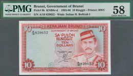 01176 Brunei: 10 Ringgit 1986 P. 8b, Condition: PMG Graded 58 Choice AUNC. - Brunei