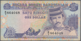 01187 Brunei: 1 Ringgit P. 13 Used But With Error Print, Missing Signature Titles And Signatures At Center - Brunei