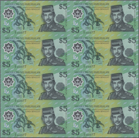 01196 Brunei: Uncut Sheet Of 8 Pcs 5 Dollars 2006 P. In Condition: UNC. (8 Pcs Uncut) - Brunei