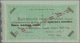 01208 Bulgaria / Bulgarien: 1000 Leva 1919 Specimen P. 26Gs, With Red Overprint, Zero Serial Numbers, A Li - Bulgarije