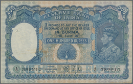 01228 Burma / Myanmar / Birma: Reserve Bank Of India 100 Rupees (1938-1939) "George VI" Issue, P.6, Highly - Myanmar