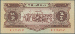 01302 China: 5 Yuan 1956 P. 872, Light Center Bend But Crisp Original Paper And Colors, Original Note With - Chine