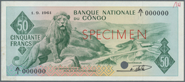01320 Congo / Kongo: 50 Francs 1961 SPECIMEN, P.5as In Excellent Condition, Traces Of Glue At Right Border - Unclassified