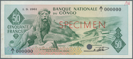 01320 Congo / Kongo: 50 Francs 1961 SPECIMEN, P.5as In Excellent Condition, Traces Of Glue At Right Border - Non Classificati