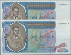 01323 Congo / Kongo: Set Of 2 Pcs 10 Zaires 1971 Specimen P. 15s In Crisp Condition: UNC. (2 Pcs) - Zonder Classificatie